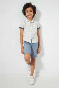 Redtag-White-Patterned-Aop-Short-Sleeve-Shirt-Casual-Shirts-Boys-2 to 8 Years