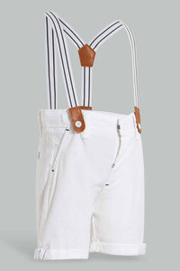 Redtag-White-Linen-Suspender-Trouser-Short-Chino-Shorts-Infant-Boys-3 to 24 Months