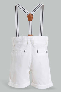 Redtag-White-Linen-Suspender-Trouser-Short-Chino-Shorts-Infant-Boys-3 to 24 Months