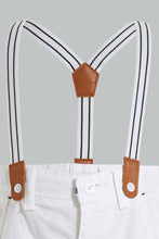 تنزيل الصورة على معرض الصور، Redtag-White-Linen-Suspender-Trouser-Short-Chino-Shorts-Infant-Boys-3 to 24 Months
