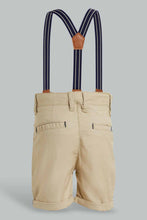 Load image into Gallery viewer, Redtag-Biege-Linen-Suspender-Trouser-Short-Chino-Shorts-Infant-Boys-3 to 24 Months
