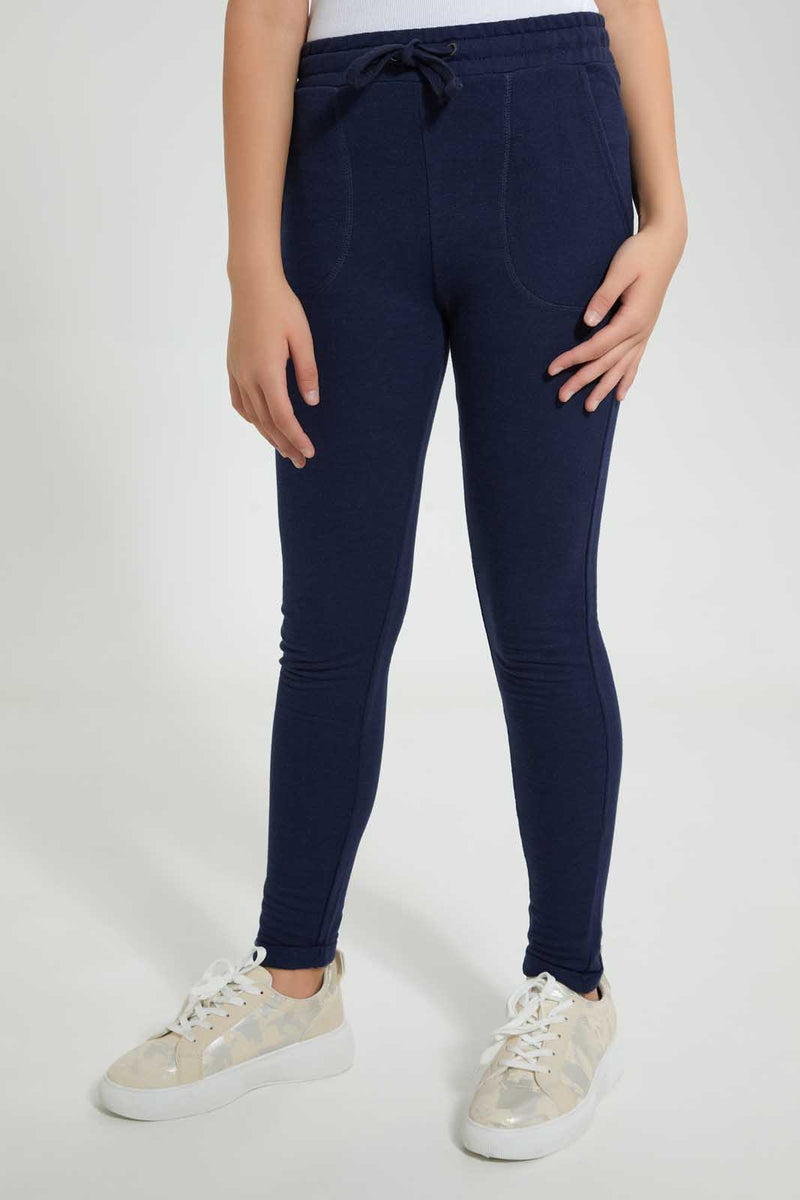 Redtag-Navy-Basic-Track-Pant-Joggers-Senior-Girls-9 to 14 Years