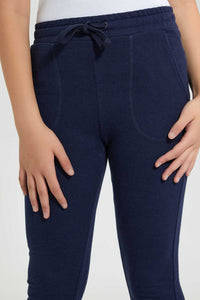 Redtag-Navy-Basic-Track-Pant-Joggers-Senior-Girls-9 to 14 Years