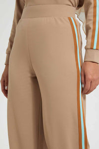 Redtag-Beige-Bottom-Plain-With-Side-Stripe-Trousers-Women's-