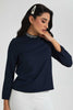 Redtag-Navy-Embellished-Neck-Blouse-Blouses-Women's-