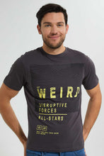 تنزيل الصورة على معرض الصور، Redtag-Grey-Graphic-T-Shirt-Graphic-T-Shirts-Men&#39;s-
