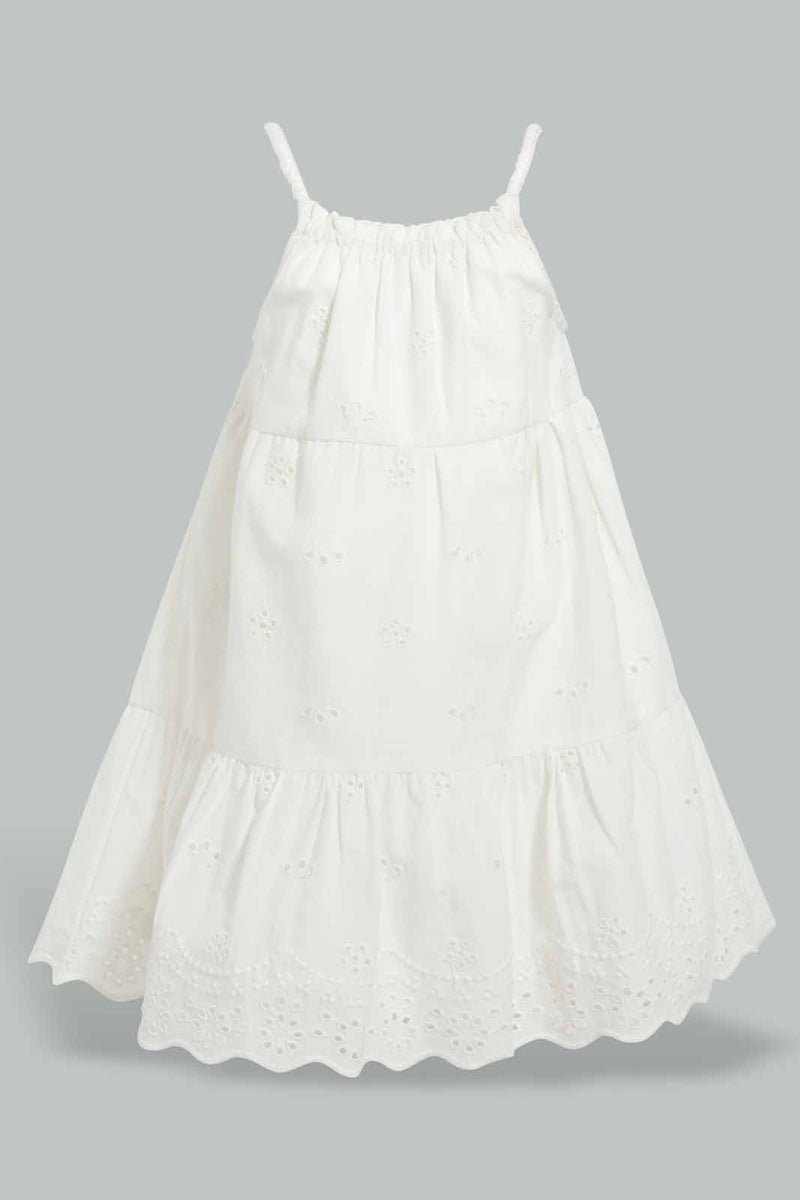 Redtag-White-Tierd-Strappy-Dress-Dresses-Infant-Girls-3 to 24 Months