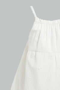 Redtag-White-Tierd-Strappy-Dress-Dresses-Infant-Girls-3 to 24 Months