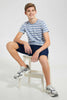Redtag-Blue-Stripe-Keyshape-T-Shirt-Plain-T-Shirts-Senior-Boys-9 to 14 Years