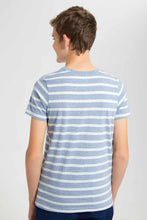 Load image into Gallery viewer, Redtag-Blue-Stripe-Keyshape-T-Shirt-Plain-T-Shirts-Senior-Boys-9 to 14 Years
