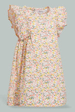Load image into Gallery viewer, Redtag-Multi-Colour-Floral-Printed-Flutter-Sleeves-Dress-Dresses-Infant-Girls-3 to 24 Months
