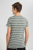 Redtag-Olive-Stripe-Keyshape-T-Shirt-Plain-T-Shirts-Senior-Boys-9 to 14 Years