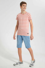 Load image into Gallery viewer, Redtag-Red-Stripe-Keyshape-T-Shirt-Plain-T-Shirts-Senior-Boys-9 to 14 Years
