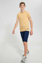 تنزيل الصورة على معرض الصور، Redtag-Mustard-Stripe-Keyshape-T-Shirt-Plain-T-Shirts-Senior-Boys-9 to 14 Years
