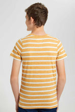 تنزيل الصورة على معرض الصور، Redtag-Mustard-Stripe-Keyshape-T-Shirt-Plain-T-Shirts-Senior-Boys-9 to 14 Years
