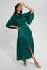 Redtag-Green-Tie-Neck-Short-Sleeve-Midi-Dress-Dresses-Women's-