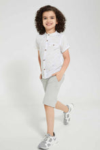 Load image into Gallery viewer, Redtag-White-Printed--Mandarin-Collar-Ss-Shirt-Casual-Shirts-Boys-2 to 8 Years
