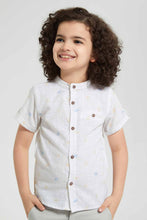 Load image into Gallery viewer, Redtag-White-Printed--Mandarin-Collar-Ss-Shirt-Casual-Shirts-Boys-2 to 8 Years
