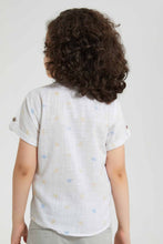 Load image into Gallery viewer, Redtag-White-Printed--Mandarin-Collar-Ss-Shirt-Casual-Shirts-Boys-2 to 8 Years
