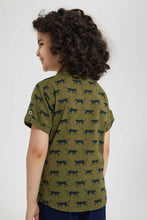 Load image into Gallery viewer, Redtag-Green-Printed--Mandarin-Collar-Ss-Shirt-Casual-Shirts-Boys-2 to 8 Years
