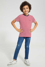 تنزيل الصورة على معرض الصور، Redtag-2-Pk-Red-And-Yellow-Stripe-T-Shirt-Graphic-T-Shirts-Boys-2 to 8 Years
