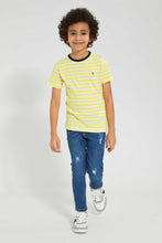 تنزيل الصورة على معرض الصور، Redtag-2-Pk-Red-And-Yellow-Stripe-T-Shirt-Graphic-T-Shirts-Boys-2 to 8 Years
