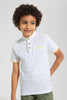 Redtag-White-Jacquard-Collar-Stand-Polo-Polo-Shirts-Boys-2 to 8 Years