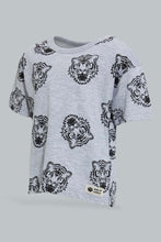 Load image into Gallery viewer, Redtag-Grey-And-Black-Tiger-Printed-Ss-T-Shirt-All-Over-Prints-Infant-Boys-3 to 24 Months
