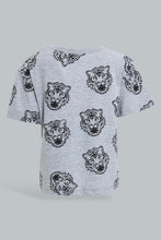 Load image into Gallery viewer, Redtag-Grey-And-Black-Tiger-Printed-Ss-T-Shirt-All-Over-Prints-Infant-Boys-3 to 24 Months
