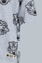 Load image into Gallery viewer, Redtag-Grey-And-Black-Tiger-Printed-Ss-T-Shirt-All-Over-Prints-Infant-Boys-3 to 24 Months
