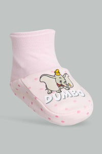 Redtag-Pink-Dumbo-Mittens-&-Booties-Set-Category:Booties,-Colour:Pink,-Filter:Baby-(0-to-12-Mths),-NBG-Booties,-New-In,-New-In-NBG-APL,-Non-Sale,-S22C,-Section:Kidswear-Baby-0 to 12 Months