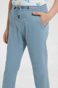 Redtag-Blue-Pullon-Trouser-With-Waistband-Chino-Trousers-Boys-2 to 8 Years