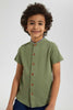 Redtag-Olive--Dobby-Short-Sleeve:Dark-Green:2-3-Years-Casual-Shirts-Boys-2 to 8 Years