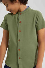 Load image into Gallery viewer, Redtag-Olive--Dobby-Short-Sleeve:Dark-Green:2-3-Years-Casual-Shirts-Boys-2 to 8 Years
