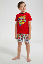 Load image into Gallery viewer, Redtag-Red-Engine-Print--T-Shirt-And-Short-Pyjama--Set-Pyjama-Sets-Boys-2 to 8 Years
