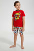 Redtag-Red-Engine-Print--T-Shirt-And-Short-Pyjama--Set-Pyjama-Sets-Boys-2 to 8 Years