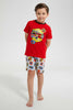 Redtag-Red-Engine-Print--T-Shirt-And-Short-Pyjama--Set-Pyjama-Sets-Boys-2 to 8 Years