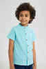 Redtag-Blue-Dobby-Short-Sleeve:Blue:2-3-Years-Casual-Shirts-Boys-2 to 8 Years