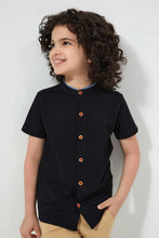 Load image into Gallery viewer, Redtag-Black-Dobby-Short-Sleeve:Black:2-3-Years-Casual-Shirts-Boys-2 to 8 Years
