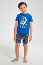 Load image into Gallery viewer, Redtag-Navy-Spaceman-Print-T---Shirt-And-Short-Pyjama-Set-Pyjama-Sets-Boys-2 to 8 Years
