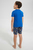 Redtag-Navy-Spaceman-Print-T---Shirt-And-Short-Pyjama-Set-Pyjama-Sets-Boys-2 to 8 Years