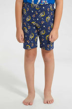 Load image into Gallery viewer, Redtag-Navy-Spaceman-Print-T---Shirt-And-Short-Pyjama-Set-Pyjama-Sets-Boys-2 to 8 Years
