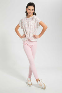 Redtag-Pink-Crisscross-Hem-Legging-Leggings-Senior-Girls-9 to 14 Years