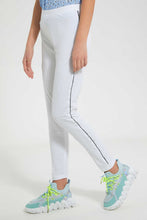 Load image into Gallery viewer, Redtag-White-Legging-With-Studs-Leggings-Senior-Girls-9 to 14 Years
