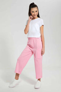 Redtag-Pink-Capri-With-Side-Pocket-Capris-Senior-Girls-9 to 14 Years