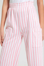 Load image into Gallery viewer, Redtag-Grey/White-Stripes-Capri-With-Side-Pocket-Printed-Capris-Senior-Girls-9 to 14 Years
