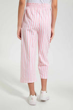 Load image into Gallery viewer, Redtag-Grey/White-Stripes-Capri-With-Side-Pocket-Printed-Capris-Senior-Girls-9 to 14 Years
