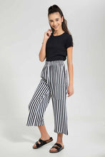 Load image into Gallery viewer, Redtag-White/Black-Stripes-Capri-With-Side-Pocket-Printed-Capris-Senior-Girls-9 to 14 Years
