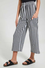 Load image into Gallery viewer, Redtag-White/Black-Stripes-Capri-With-Side-Pocket-Printed-Capris-Senior-Girls-9 to 14 Years
