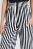 Redtag-White/Black-Stripes-Capri-With-Side-Pocket-Printed-Capris-Senior-Girls-9 to 14 Years